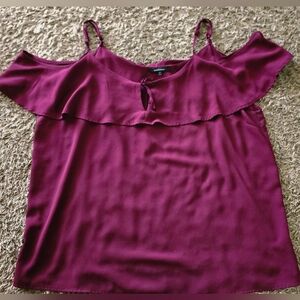 Ambiance Burgundy Cold-Shoulder Blouse